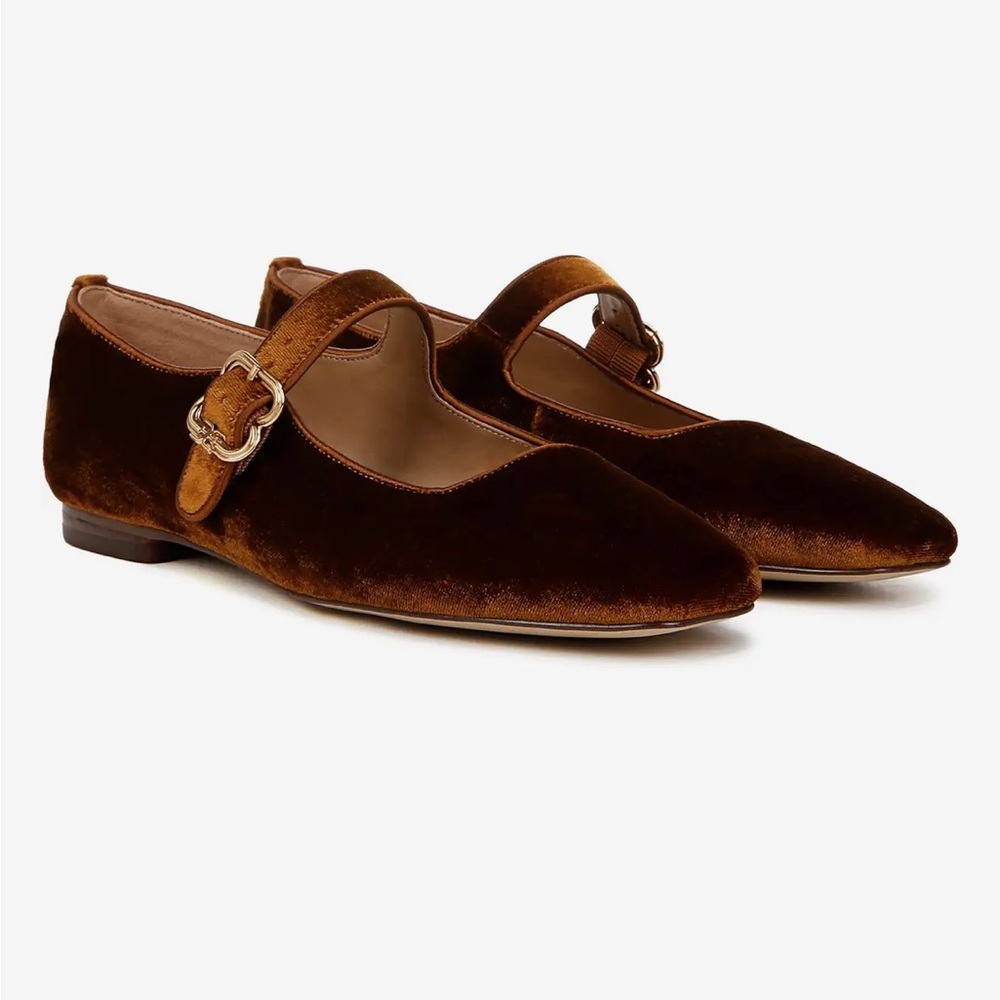 Brown Velvet Mary Jane Flats